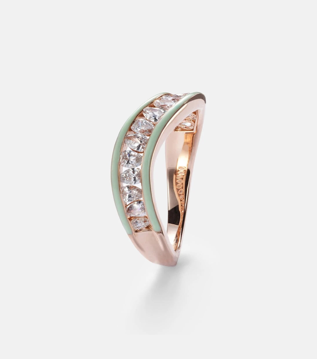 Kamyen - 18kt rose gold and enamel ring with diamonds