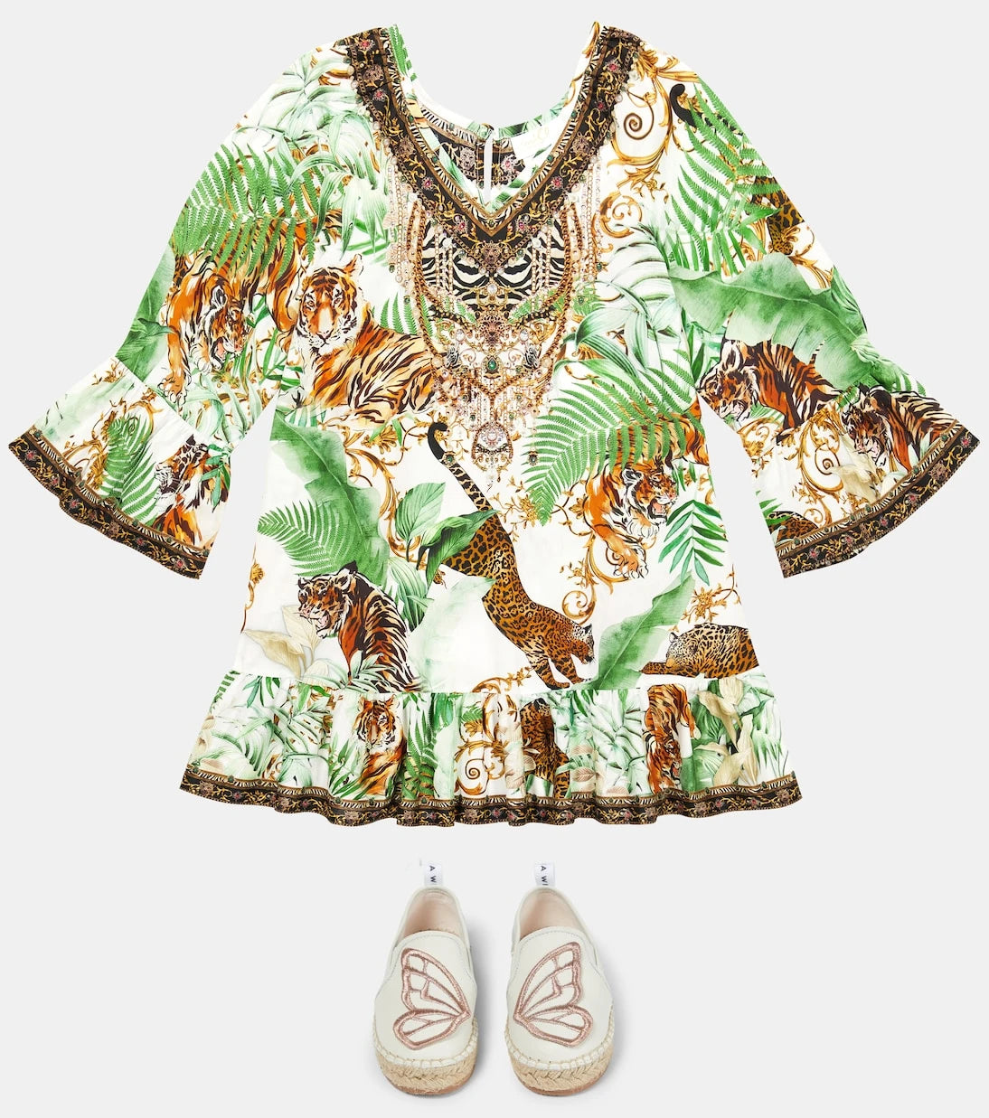 Camilla Kids - Printed embellished cotton dress