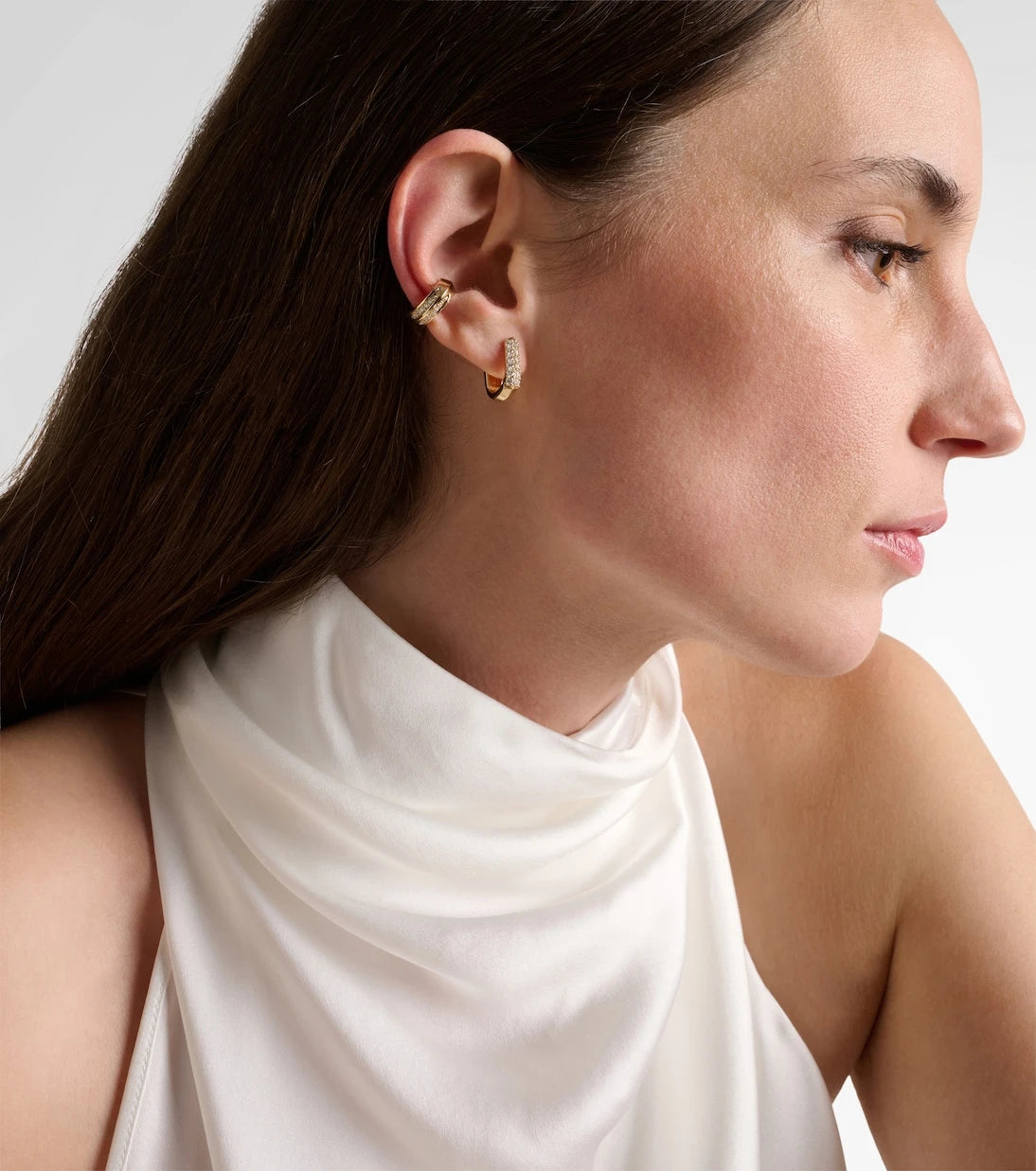 Stone and Strand - Knife Edge 14kt gold ear cuff with diamonds