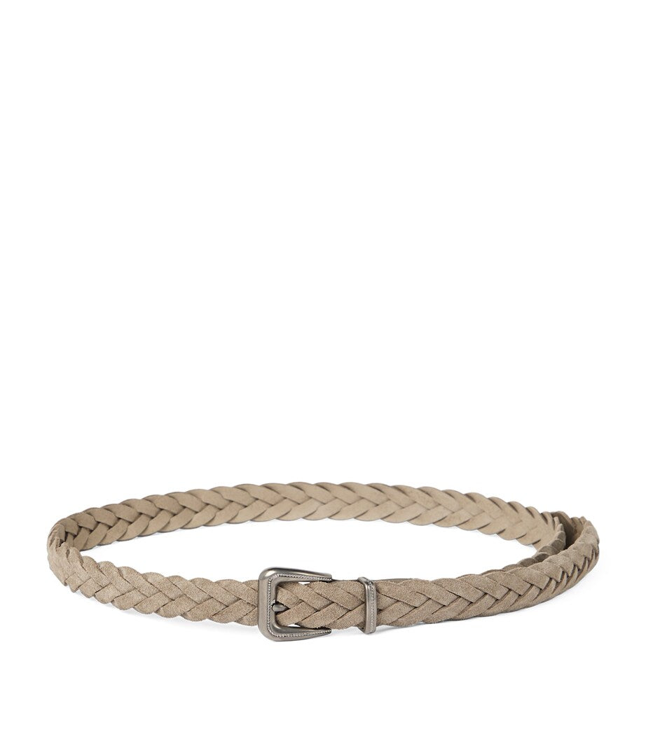 Brown Leather Braided Belt