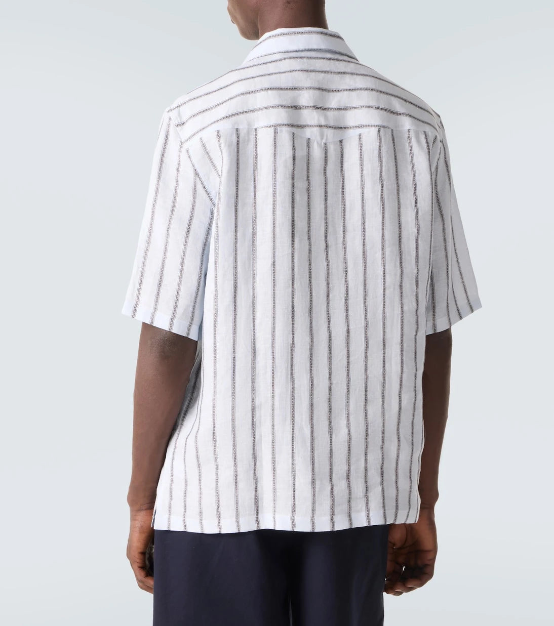 Brunello Cucinelli - Striped linen bowling shirt