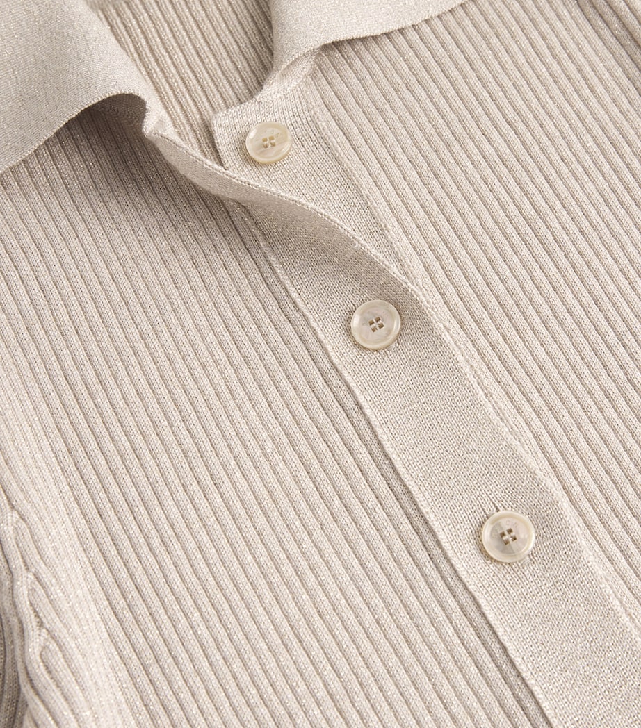 Kiton Beige Wool-Blend Shimmer Cardigan
