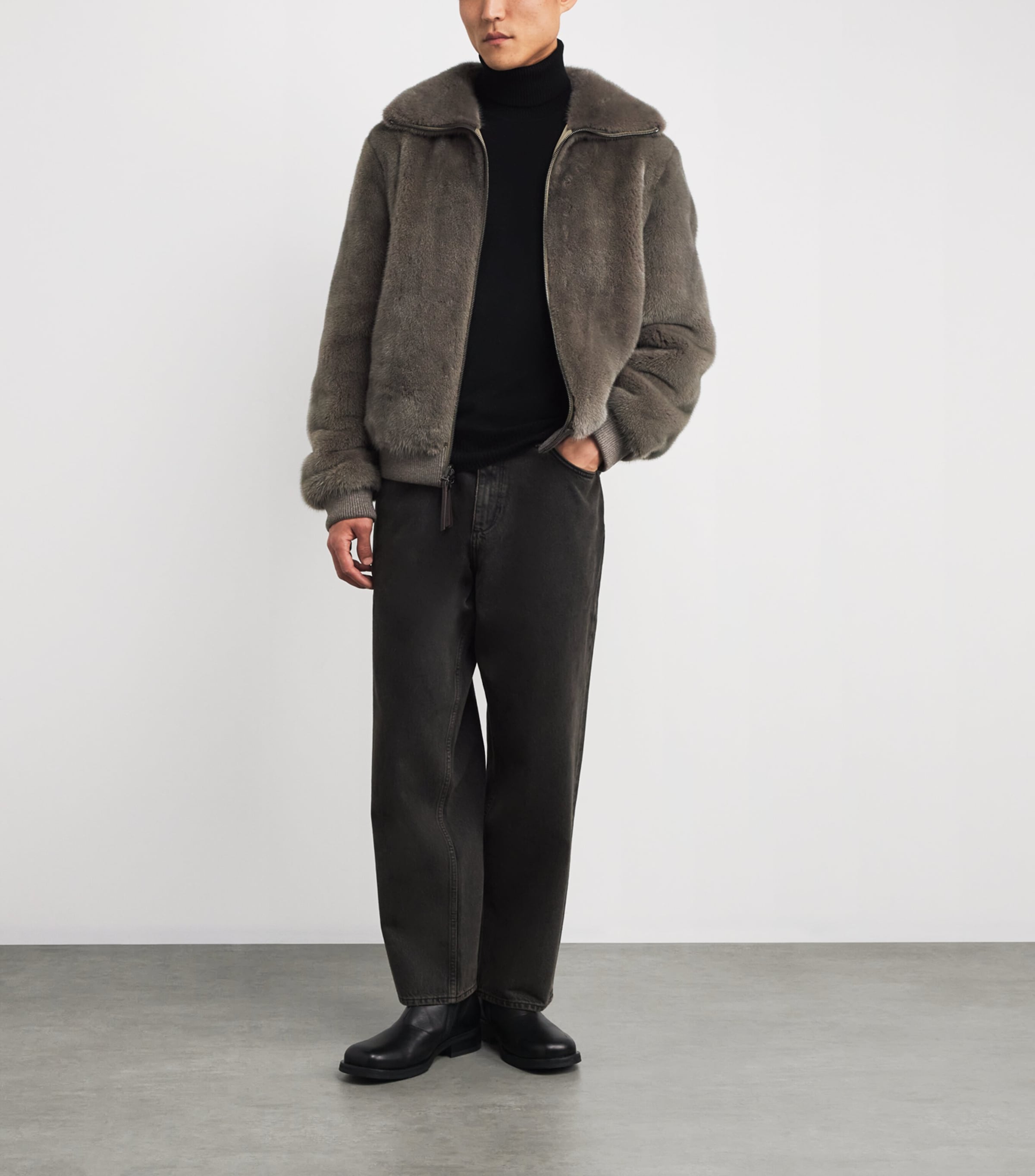 Yves Salomon Brown Mink Bomber Jacket