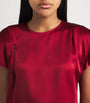 Victoria Beckham Red Crepe Pleat-Gathered Blouse