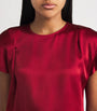 Victoria Beckham Red Crepe Pleat-Gathered Blouse