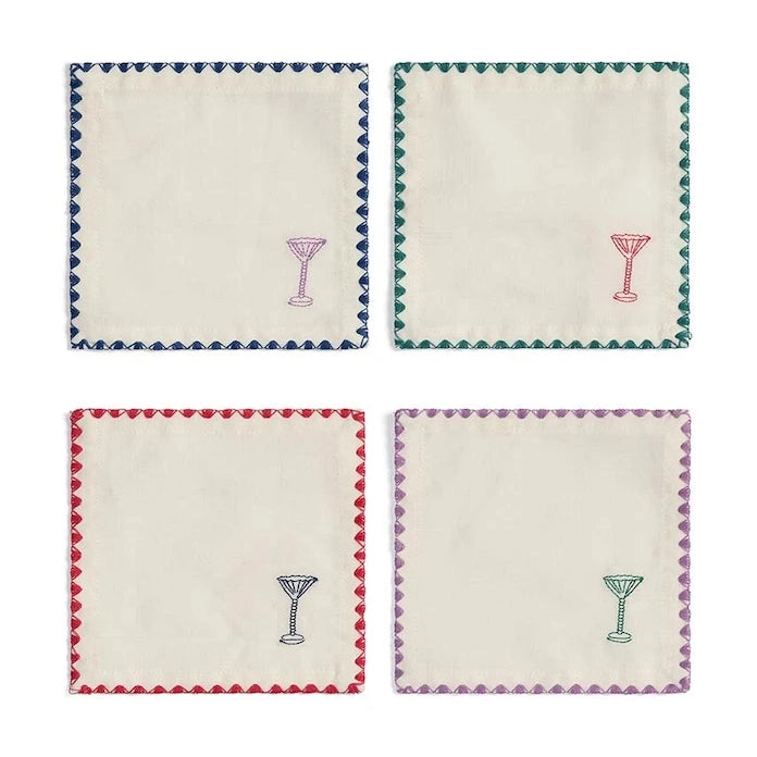 &k amsterdam Napkin Cocktail Zigzag Kokteyl Peçete Seti (4 adet)