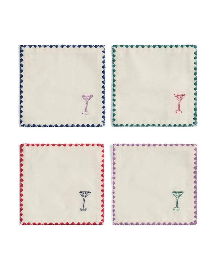 &k amsterdam Napkin Cocktail Zigzag Kokteyl Peçete Seti (4 adet)