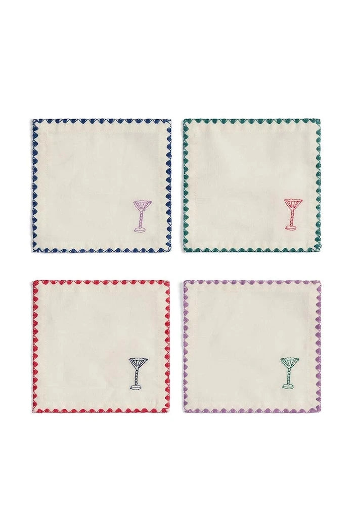 &k amsterdam Napkin Cocktail Zigzag Kokteyl Peçete Seti (4 adet)