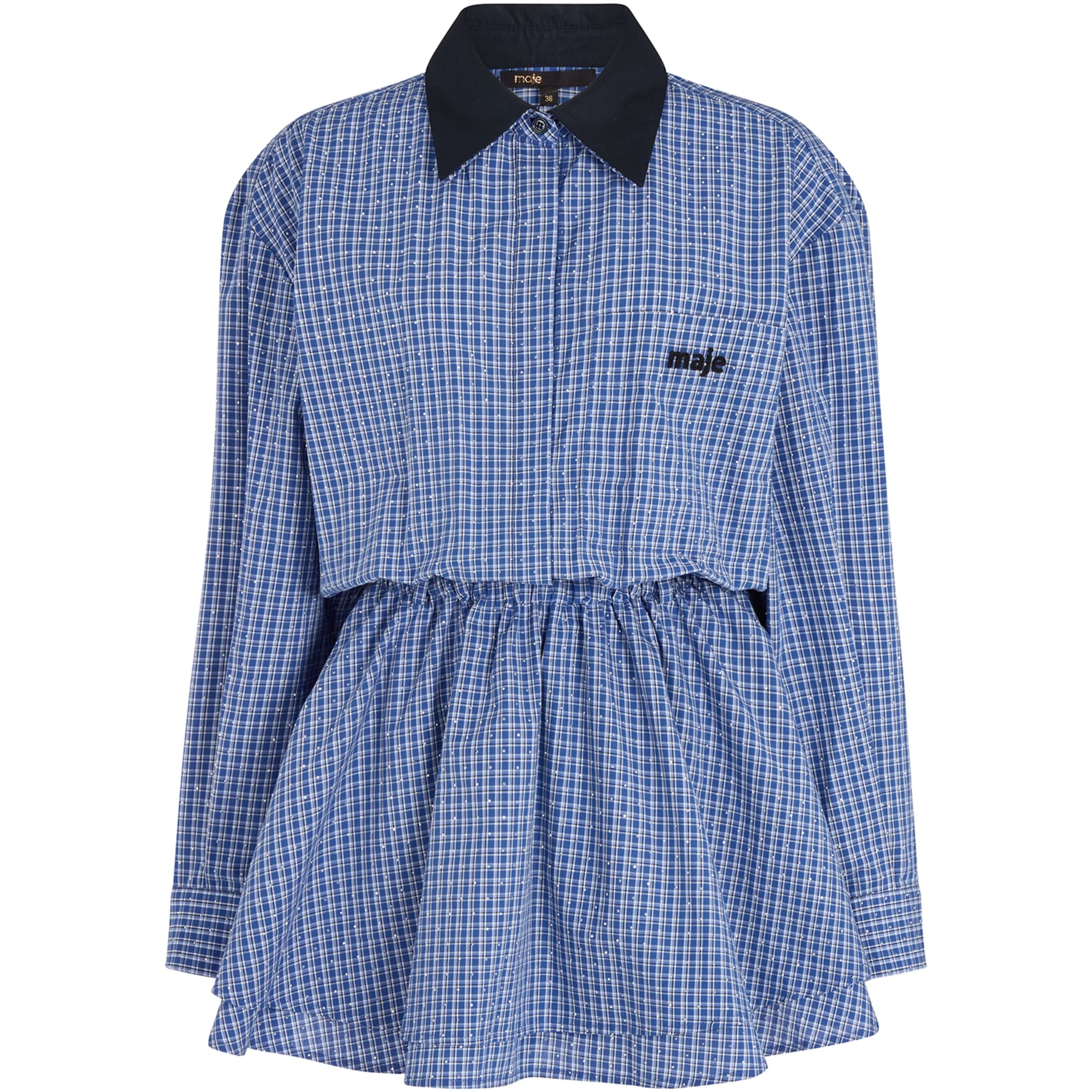 Blue Cotton Embellished Dress-Style Playsuit