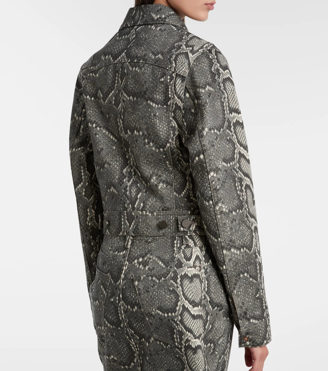 Gabriela Hearst - Bronte snake-print cropped denim jacket