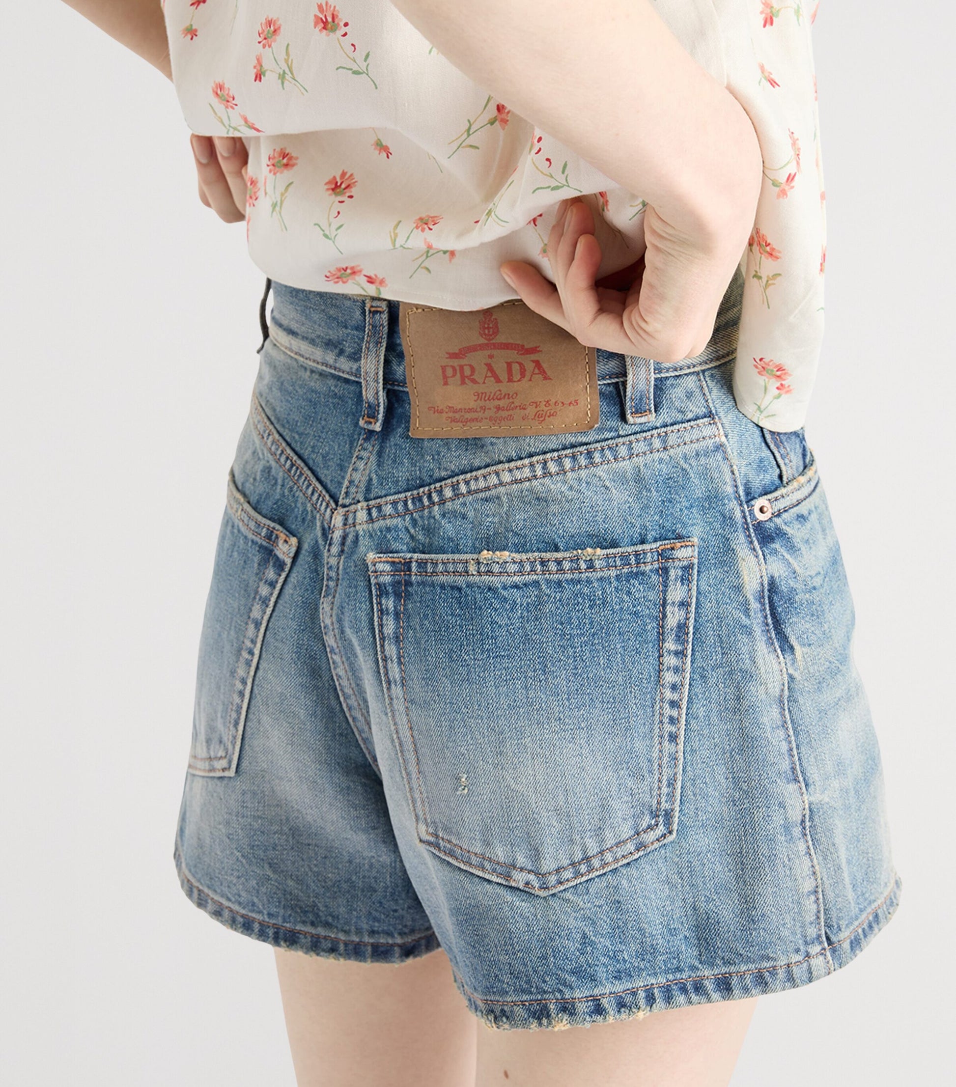 Prada Blue Faded Denim Shorts