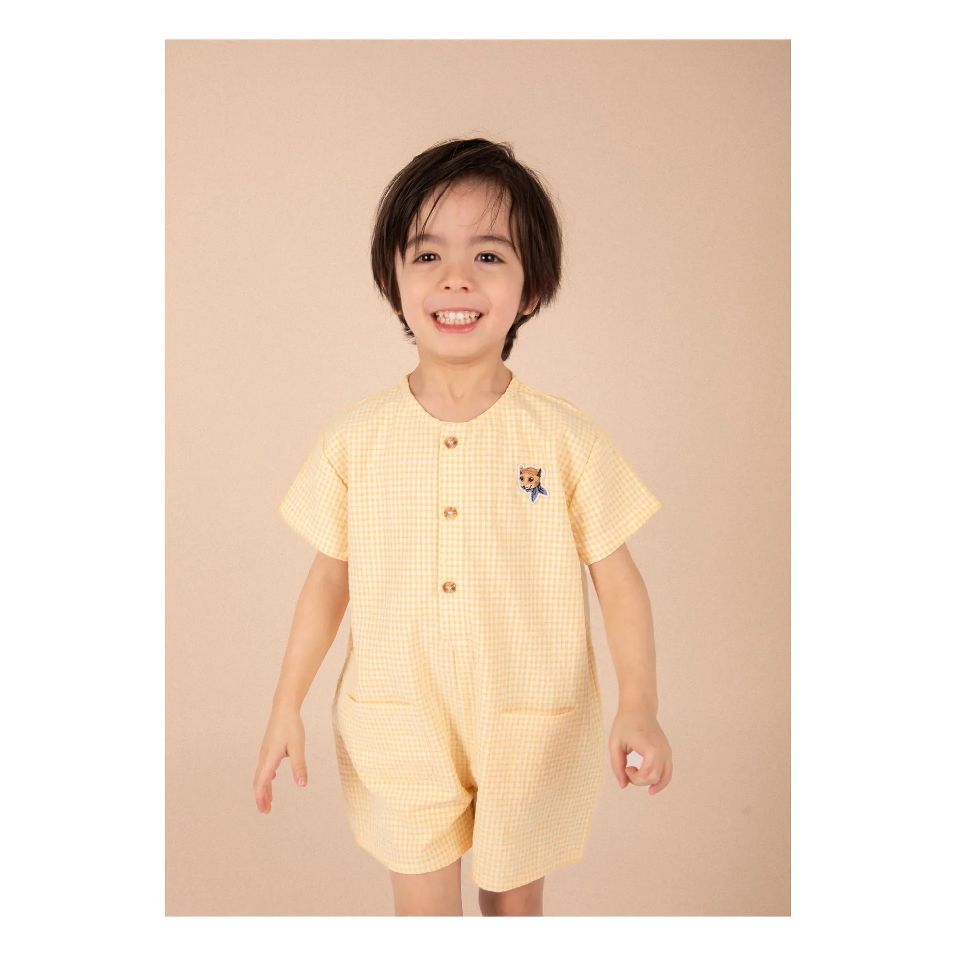 Loir - Arsène Vichy Organic Cotton Playsuit | Yellow