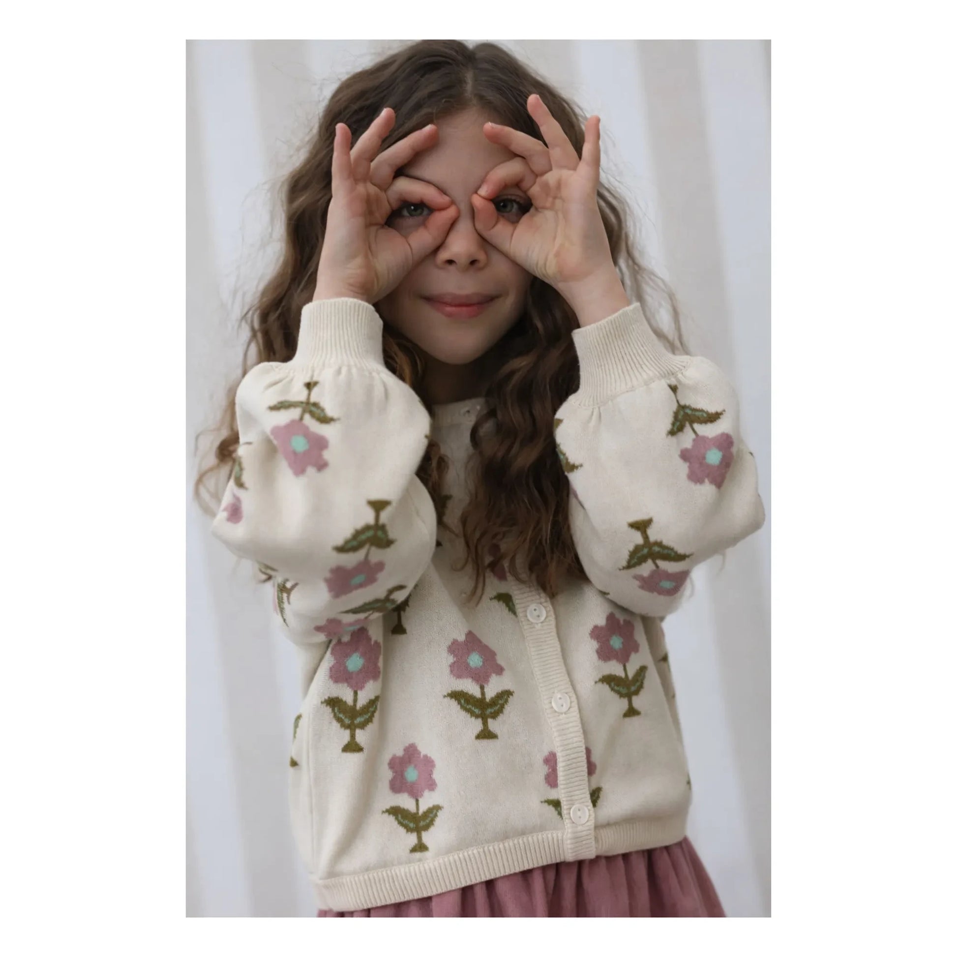 Lililotte - Cardigan Carla Fleurs Coton Bio | Ecru