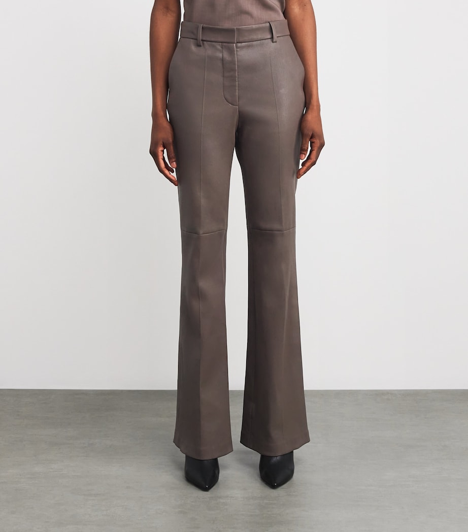 Leather Tafira Flared Trousers MUSHROOM