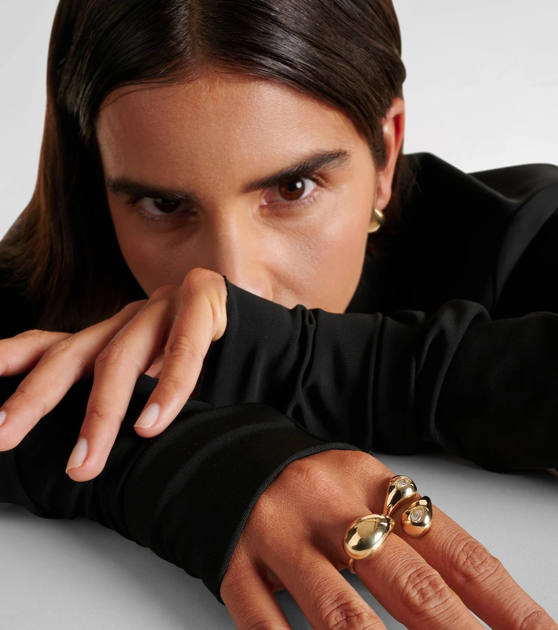 Mateo - Water Droplet 14kt gold ring with diamonds