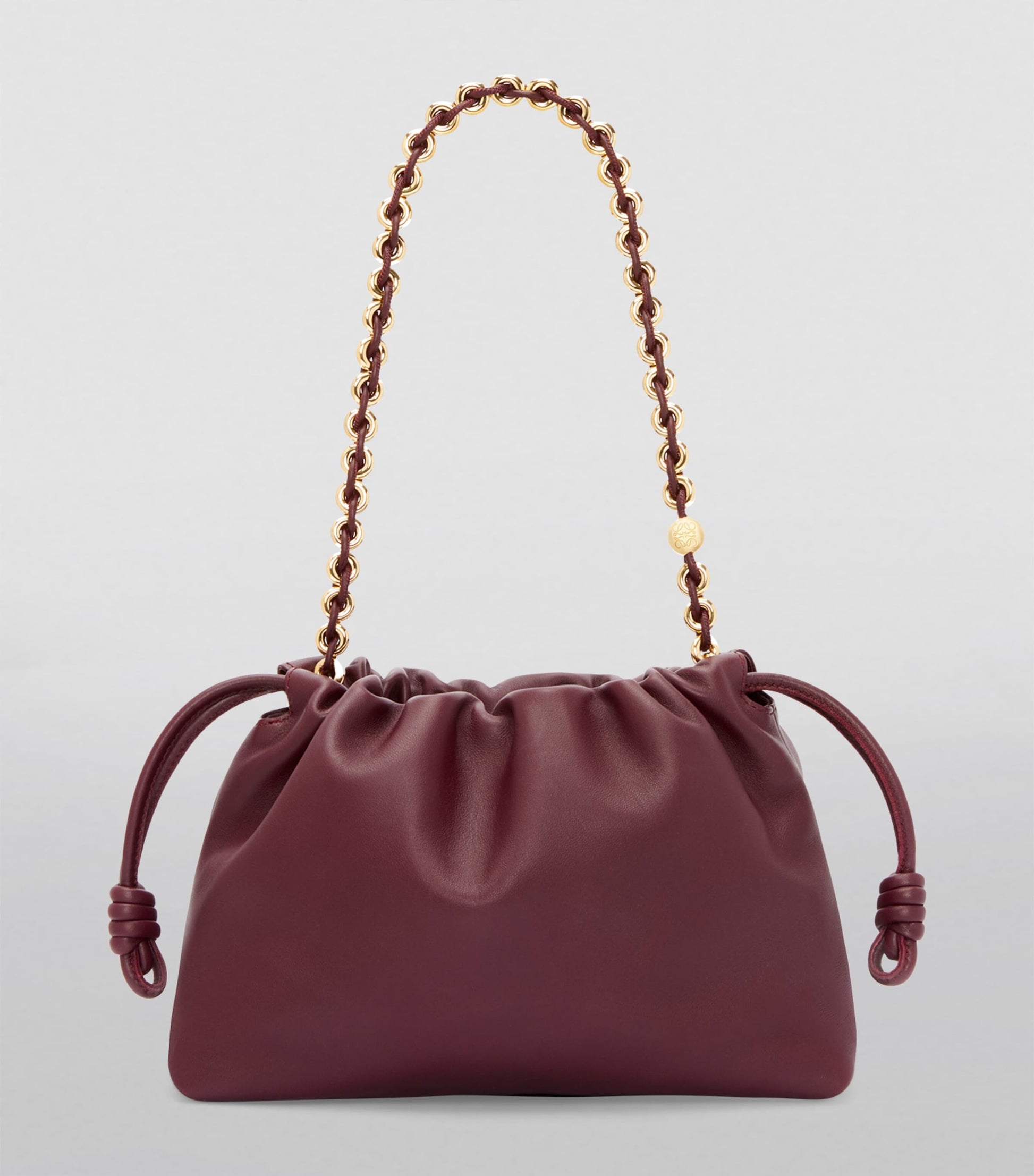 LOEWE Burgundy Leather Flamenco Purse