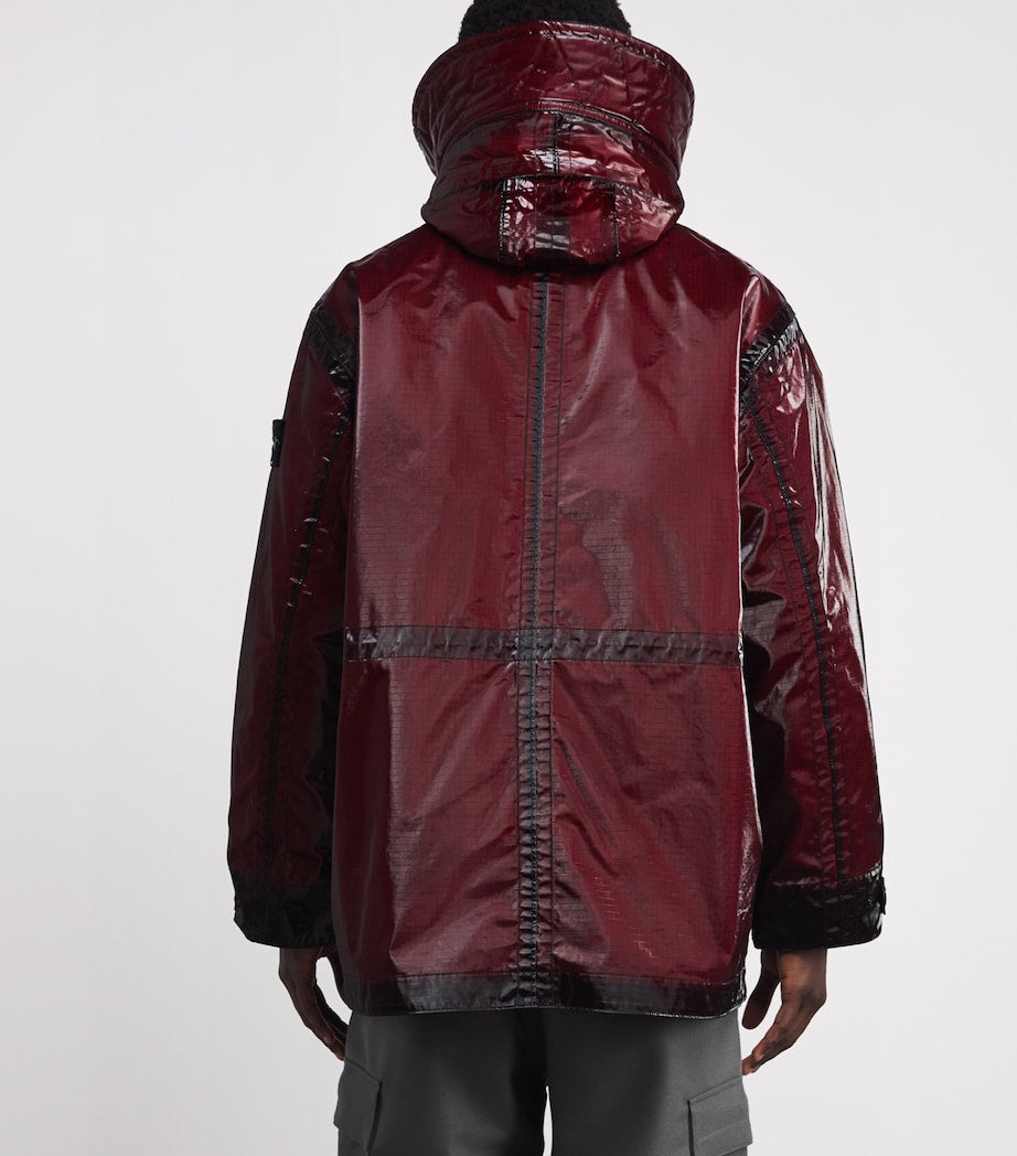 Burgundy Uneven Ripstop Prismatico Parka
