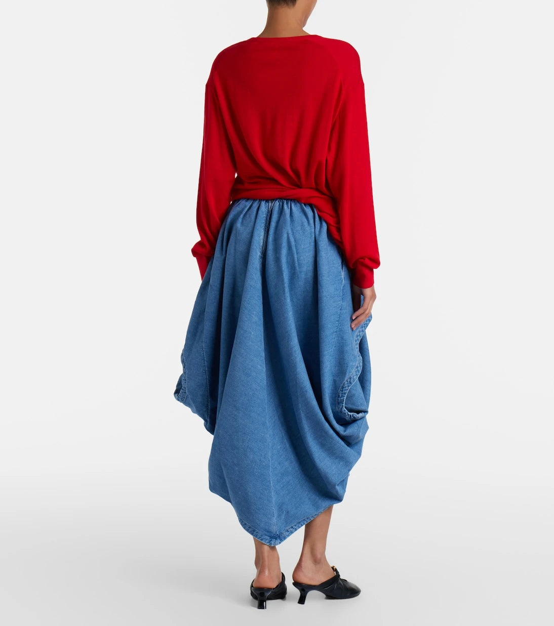 Loewe - Asymmetrical denim midi skirt