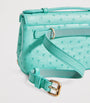 Analeena Blue Ostrich Leather Top-Handle Bag