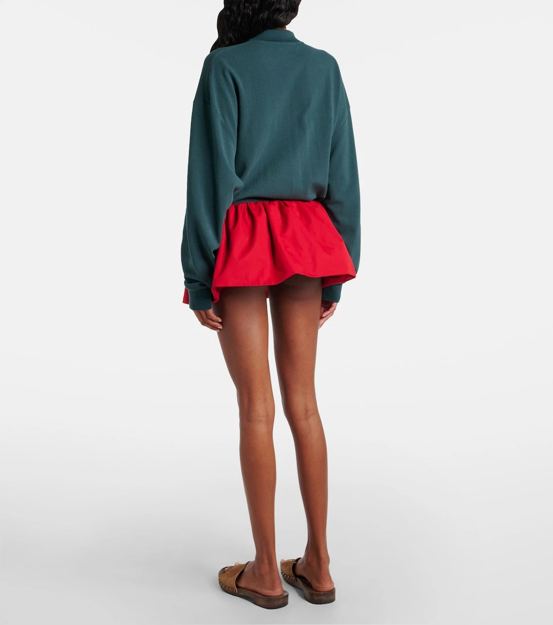 Miu Miu - Gathered cotton poplin miniskirt