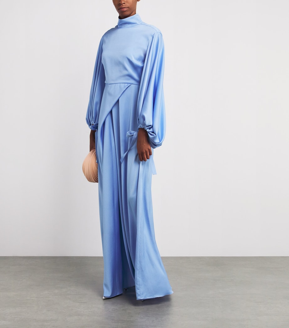 Blue Charmeuse Crinkle Cristo Gown