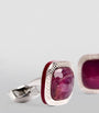 Sterling Silver and Ruby Square Cufflinks