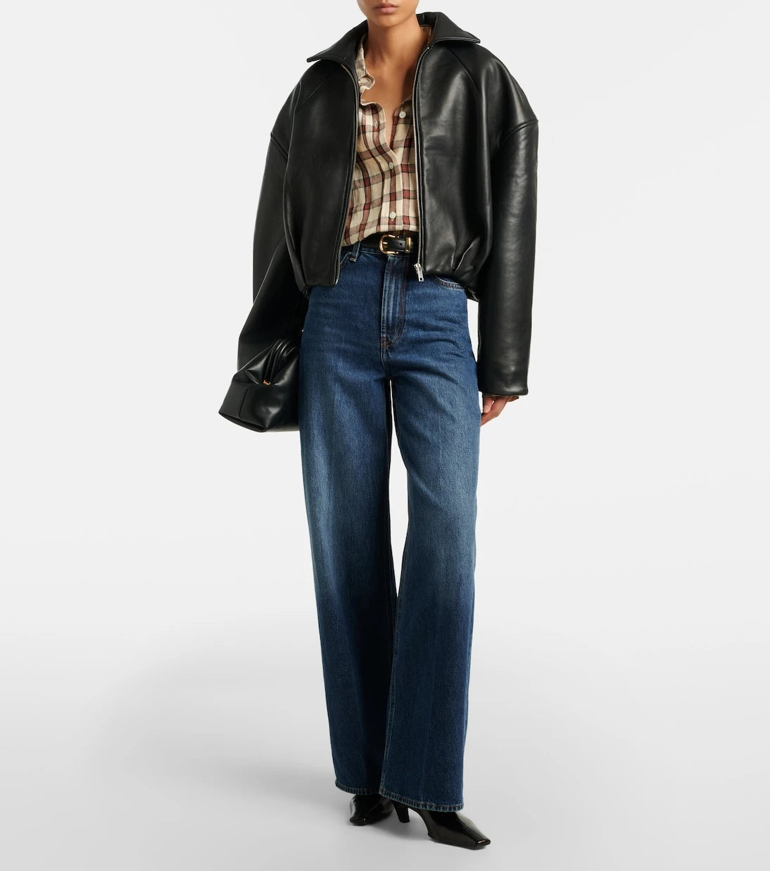 Rotate - Bonded leather blouson jacket