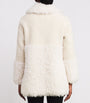 White Shearling Collared Coat