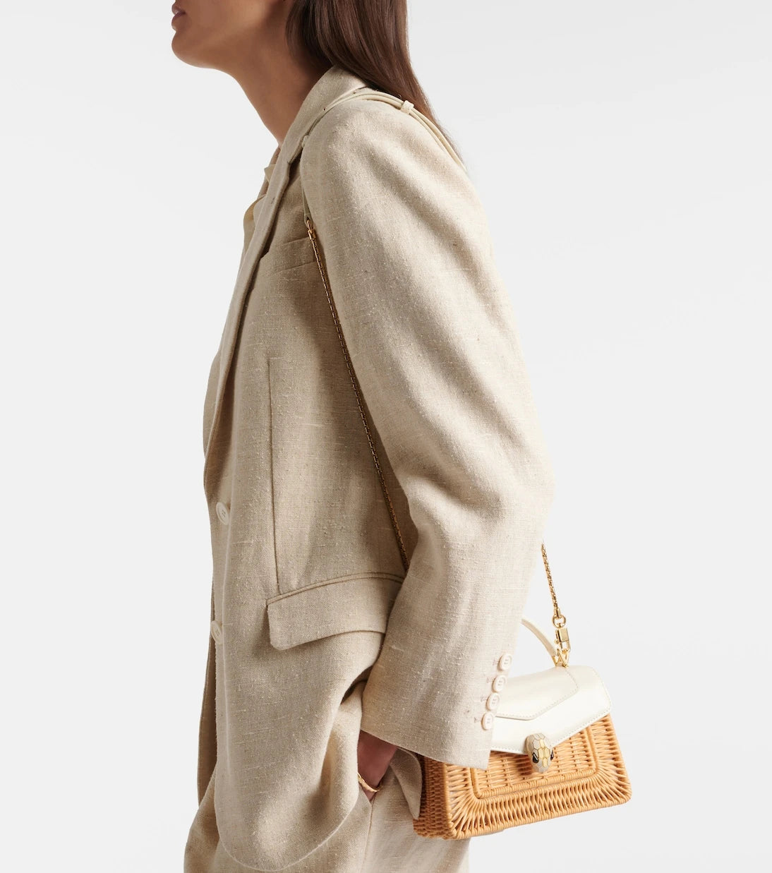 Bvlgari - Serpenti Forever Mini wicker top-handle bag