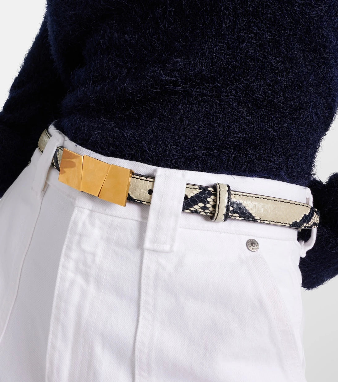 Khaite - Axel Small snake-effect leather belt