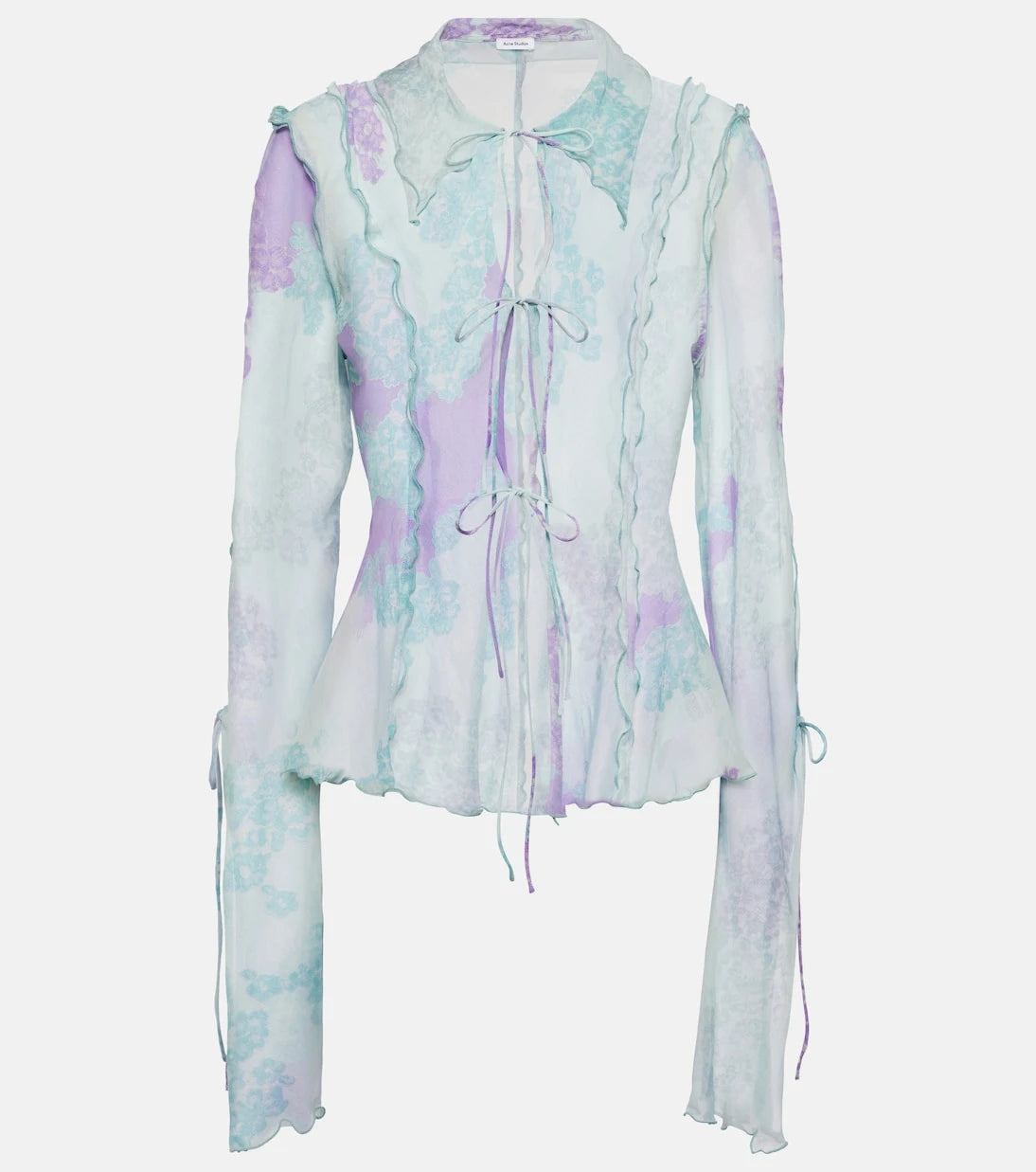 Acne Studios - Printed cotton and silk chiffon top