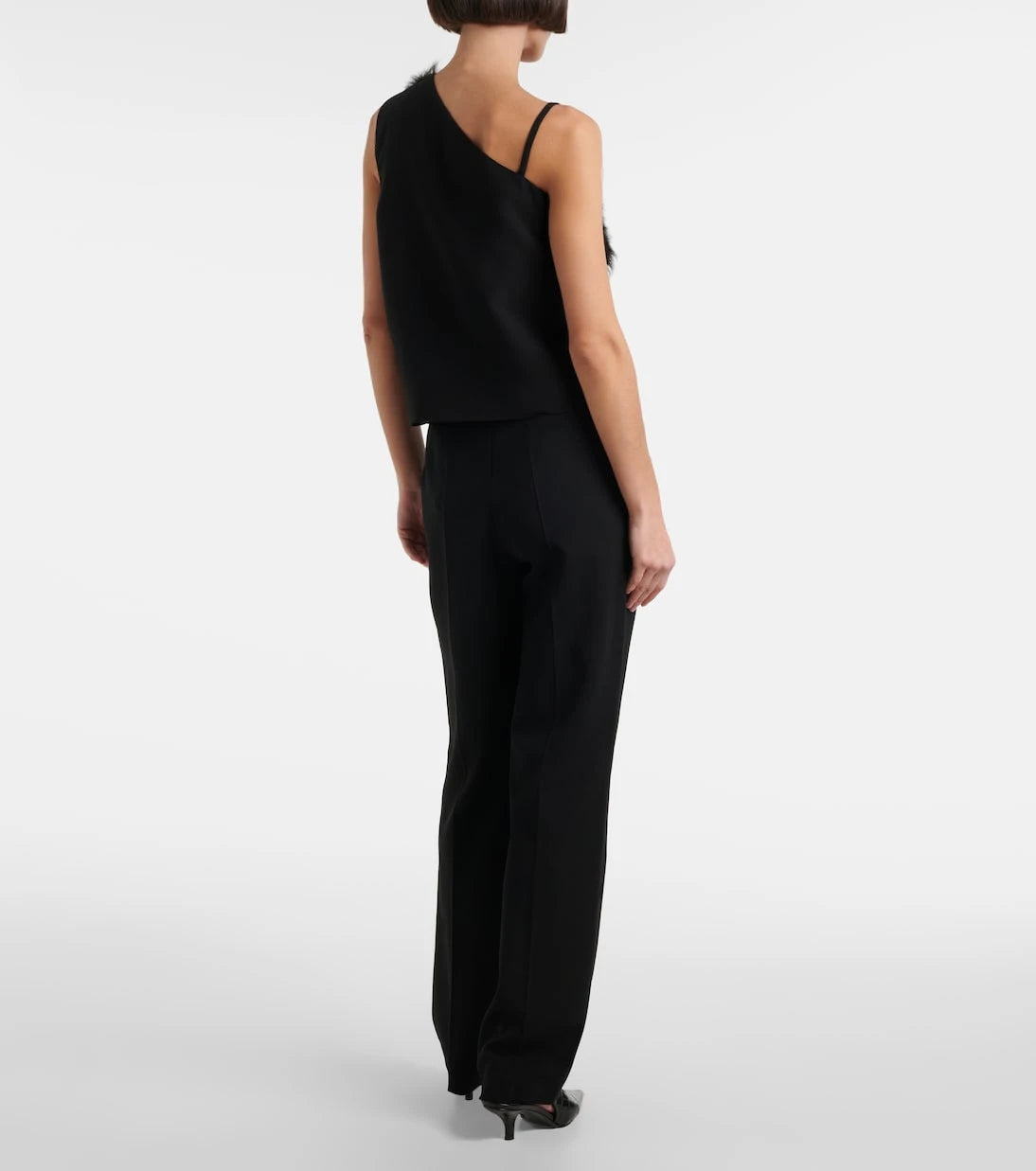 Toteme - One-shoulder shearling-trimmed top