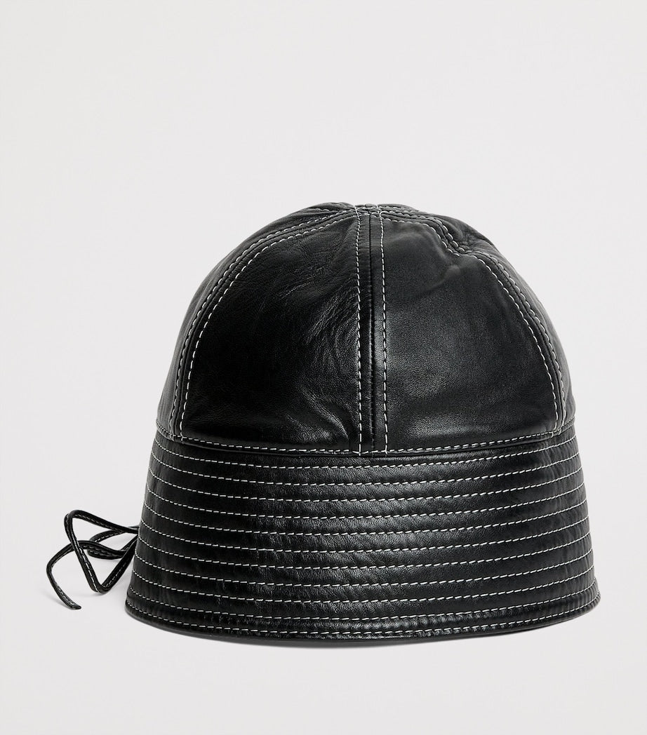 Claudie Pierlot Black Leather Bucket Hat