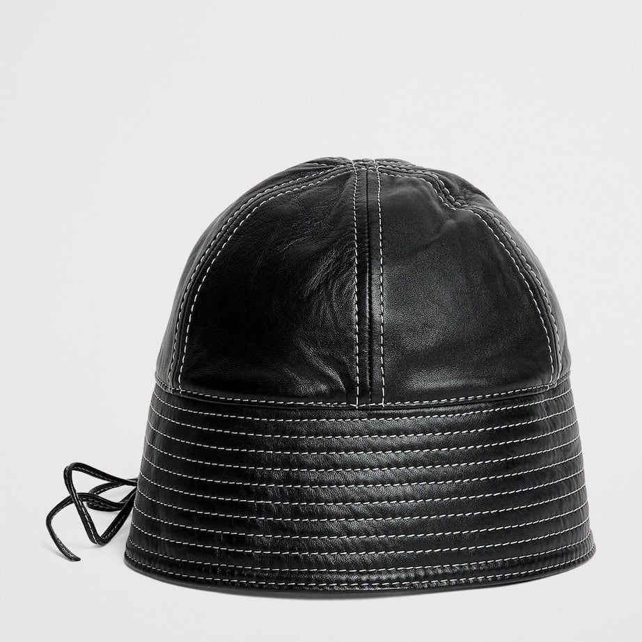 Claudie Pierlot Black Leather Bucket Hat