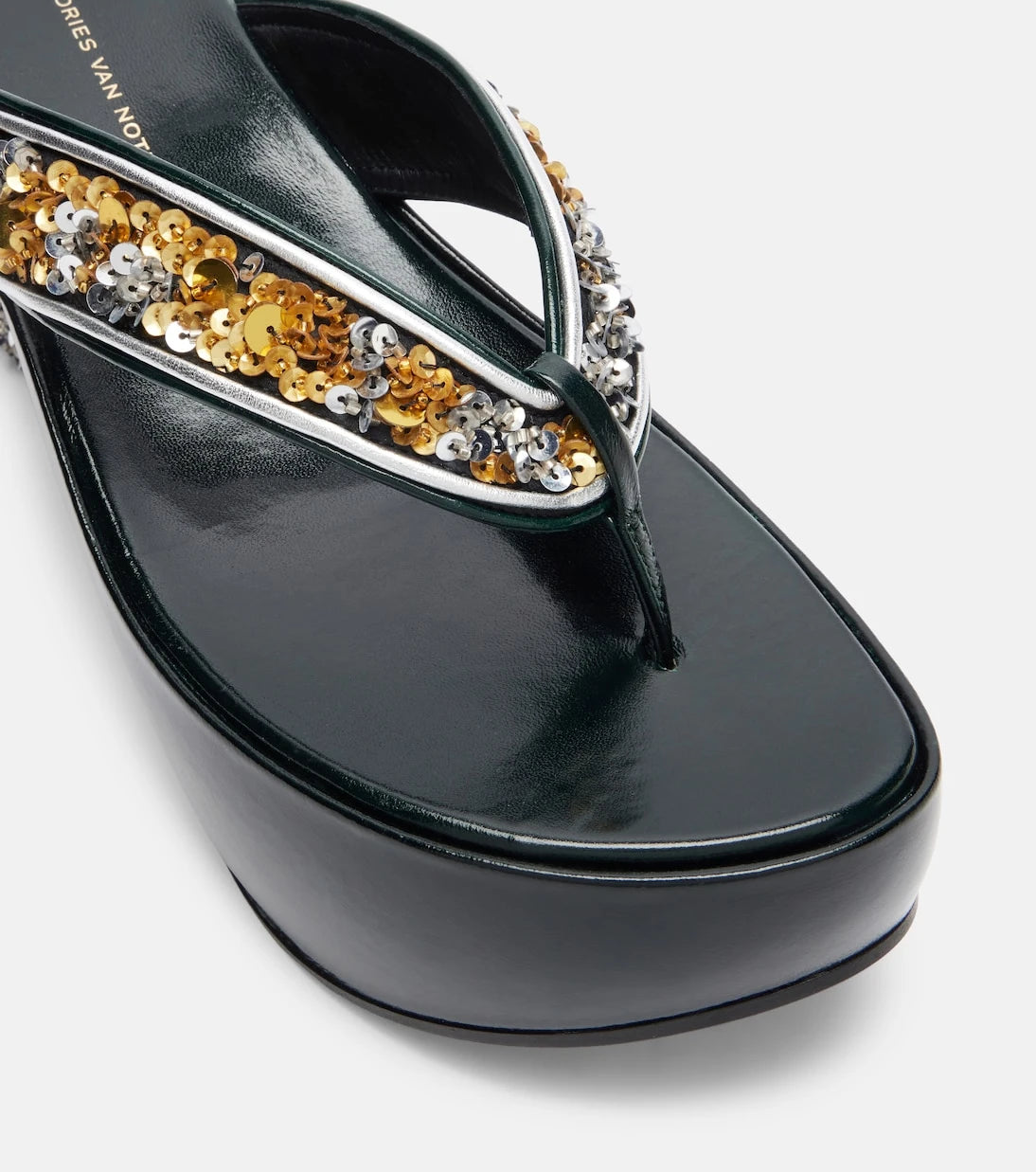Dries Van Noten - Sequined wedge thong sandals