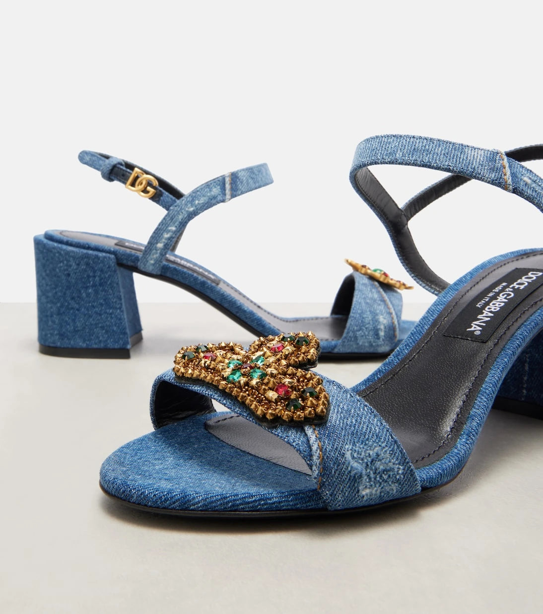 Dolce&Gabbana - صندل جينز 60 مرصّع