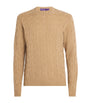 Ralph Lauren Purple Label Beige Cashmere Cable-Knit Sweater