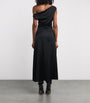 STAUD Black Stretch-Silk Phare Midi Dress