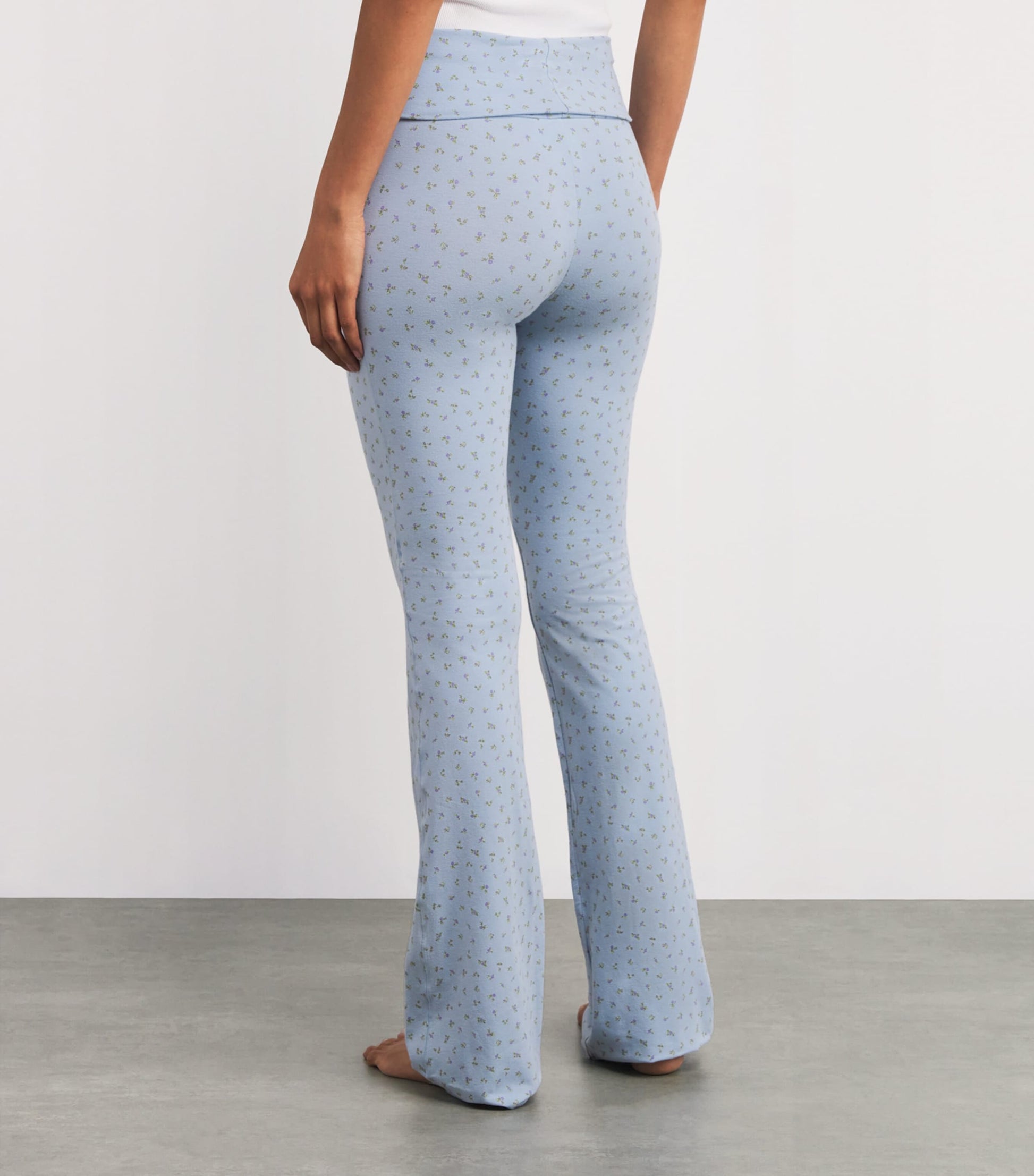 Skims Blue Stretch-Cotton Fold-Over Leggings