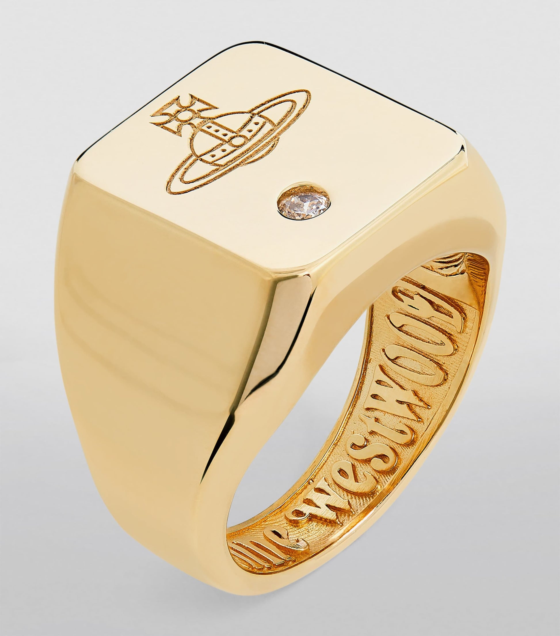 Vivienne Westwood Sterling Silver and Crystal Carlo Orb Signet Ring