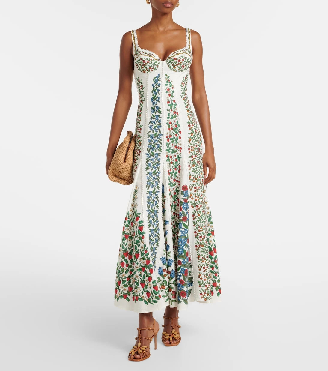 Farm Rio - Floral linen-blend maxi dress