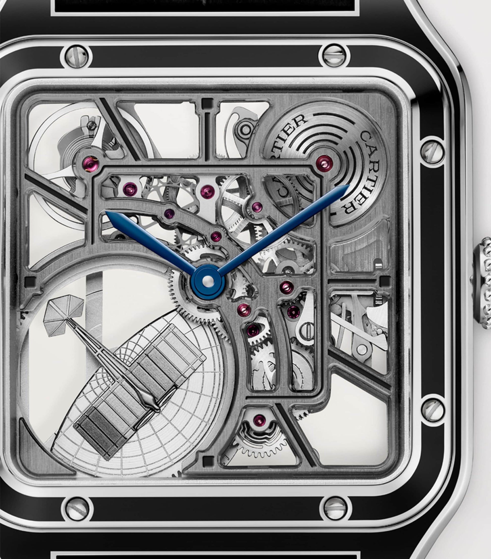 Large Steel Santos-Dumont Skeleton Watch 43.5mm