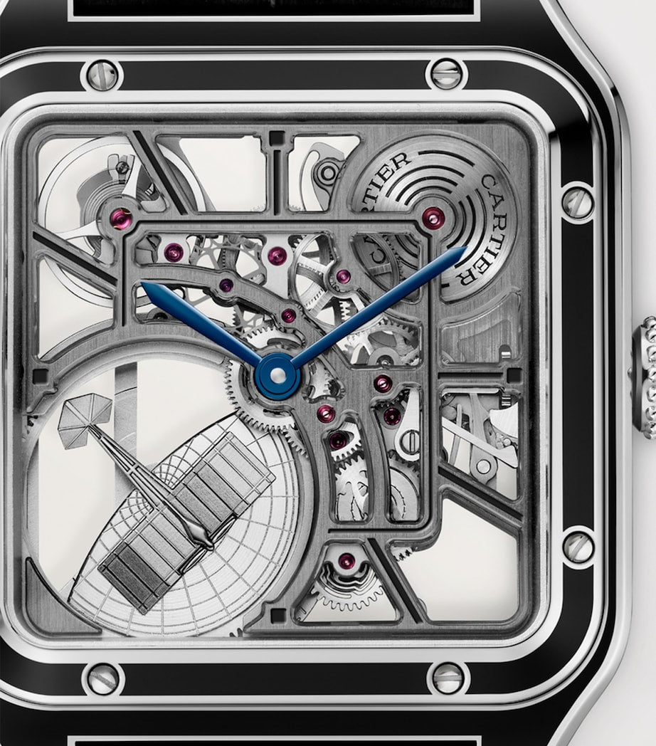 Large Steel Santos-Dumont Skeleton Watch 43.5mm