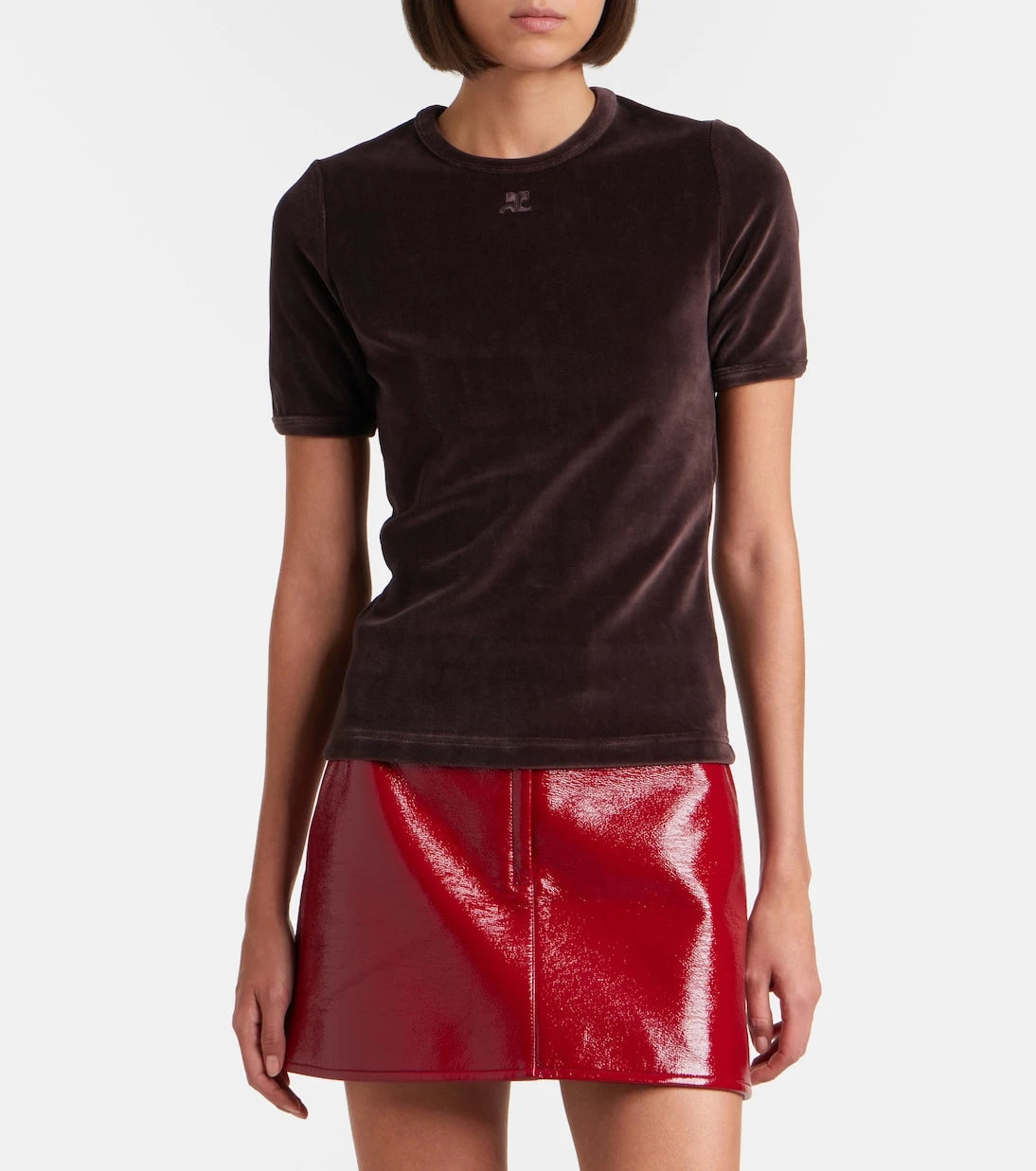 Courrèges - Cotton-blend velvet T-shirt