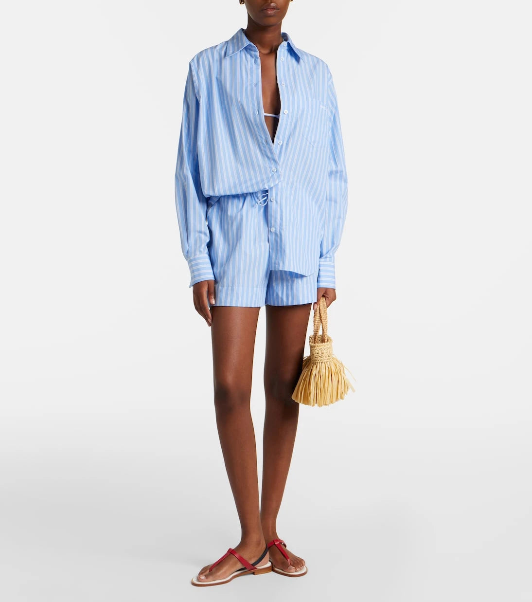 Hunza G - Striped cotton polin shirt