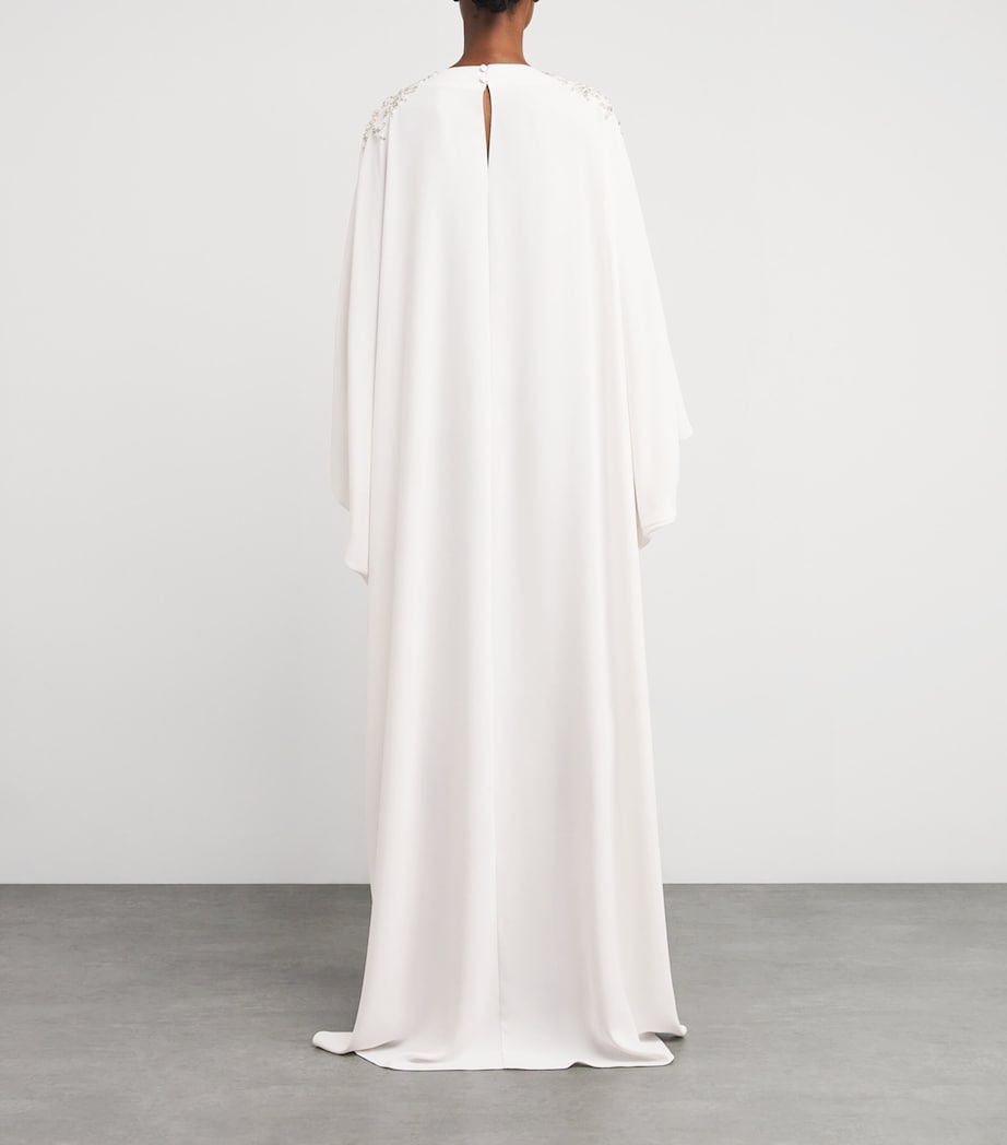 Zuhair Murad White Pearl-Embellished Kaftan Maxi Dress