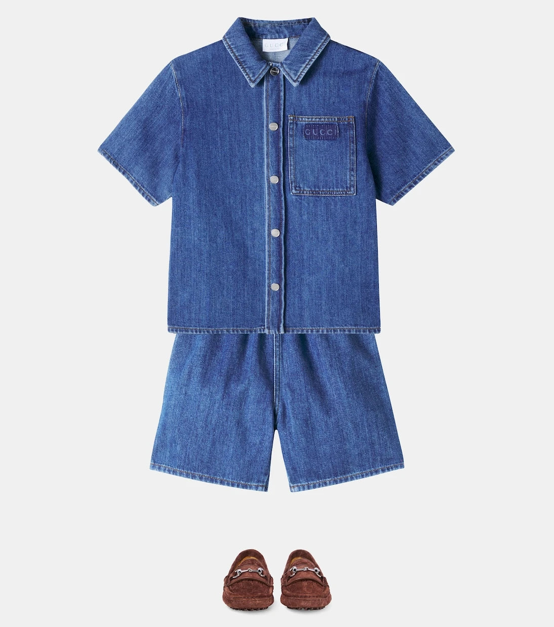 Gucci Kids - قميص جينز بشعار