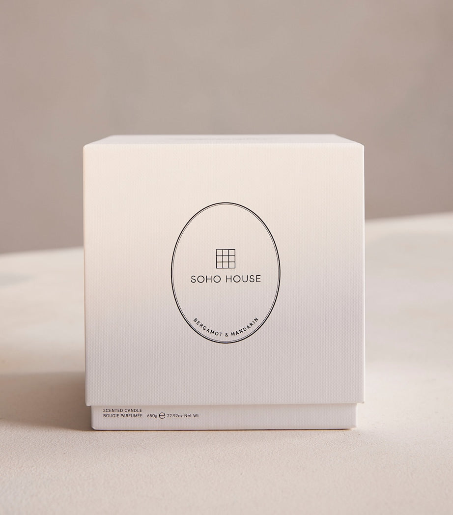 Alabaster Marble Vessel and Bergamot & Mandarin Candle (250g)