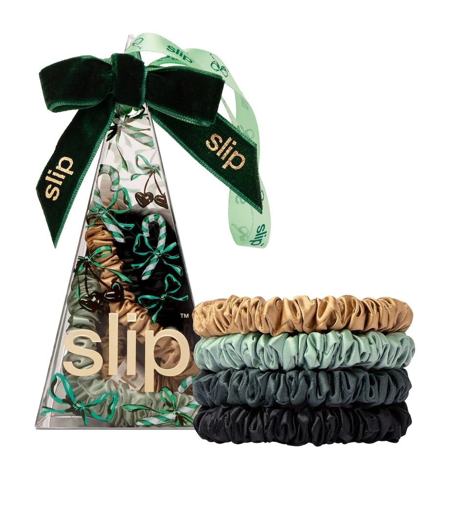 Mulberry Silk Skinny Scrunchies in Tree Decoration (Set of 4)