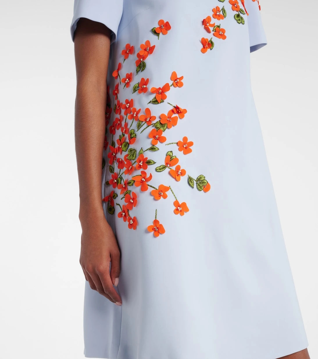 Carolina Herrera - Floral-appliqué crêpe shift dress